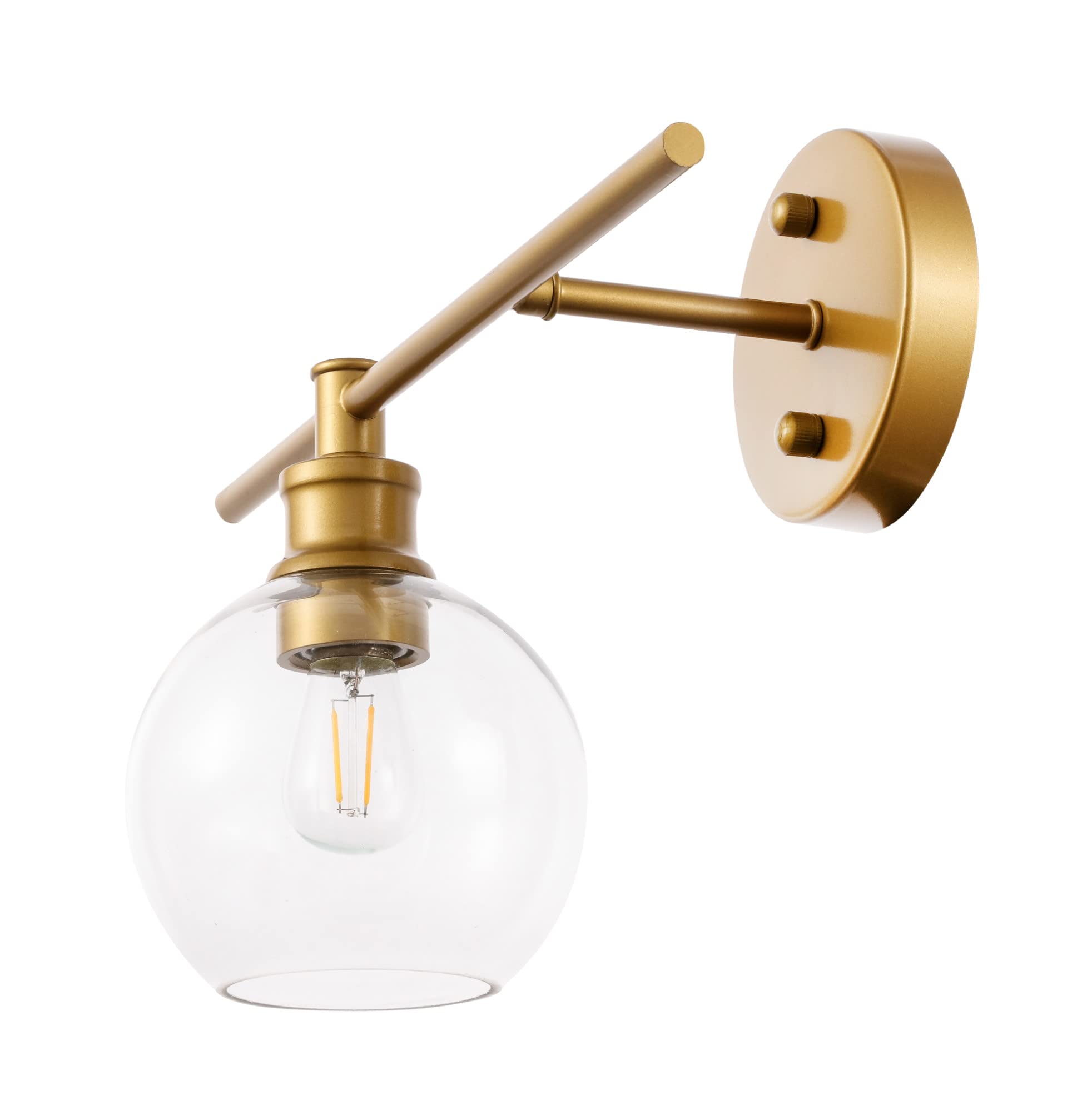 Living District Brass Wall Sconce With Clear Glass Shade - 1 Light, Modern Design