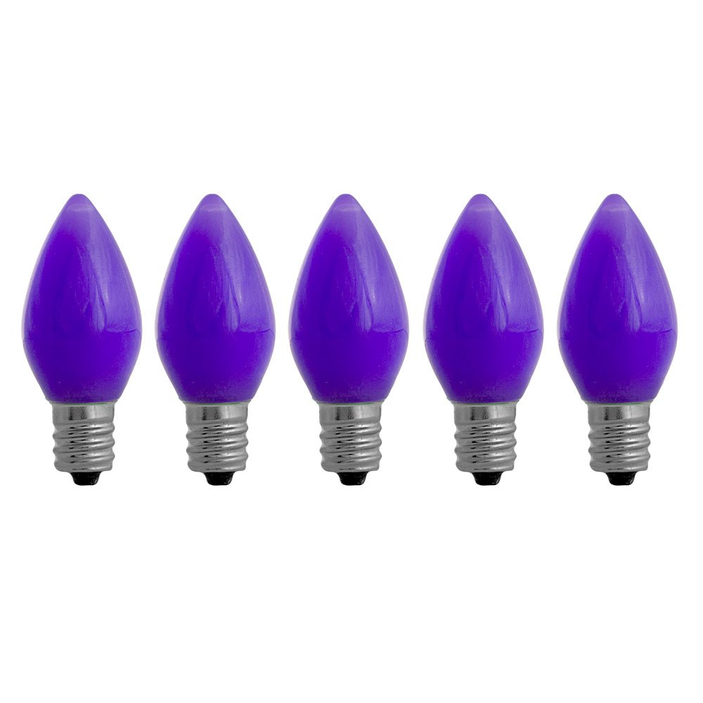 EZLS C7 Purple Opaque SMD LED Bulbs - 5 Pack Smooth Lens Purple Opaque C7 Replacement Bulbs