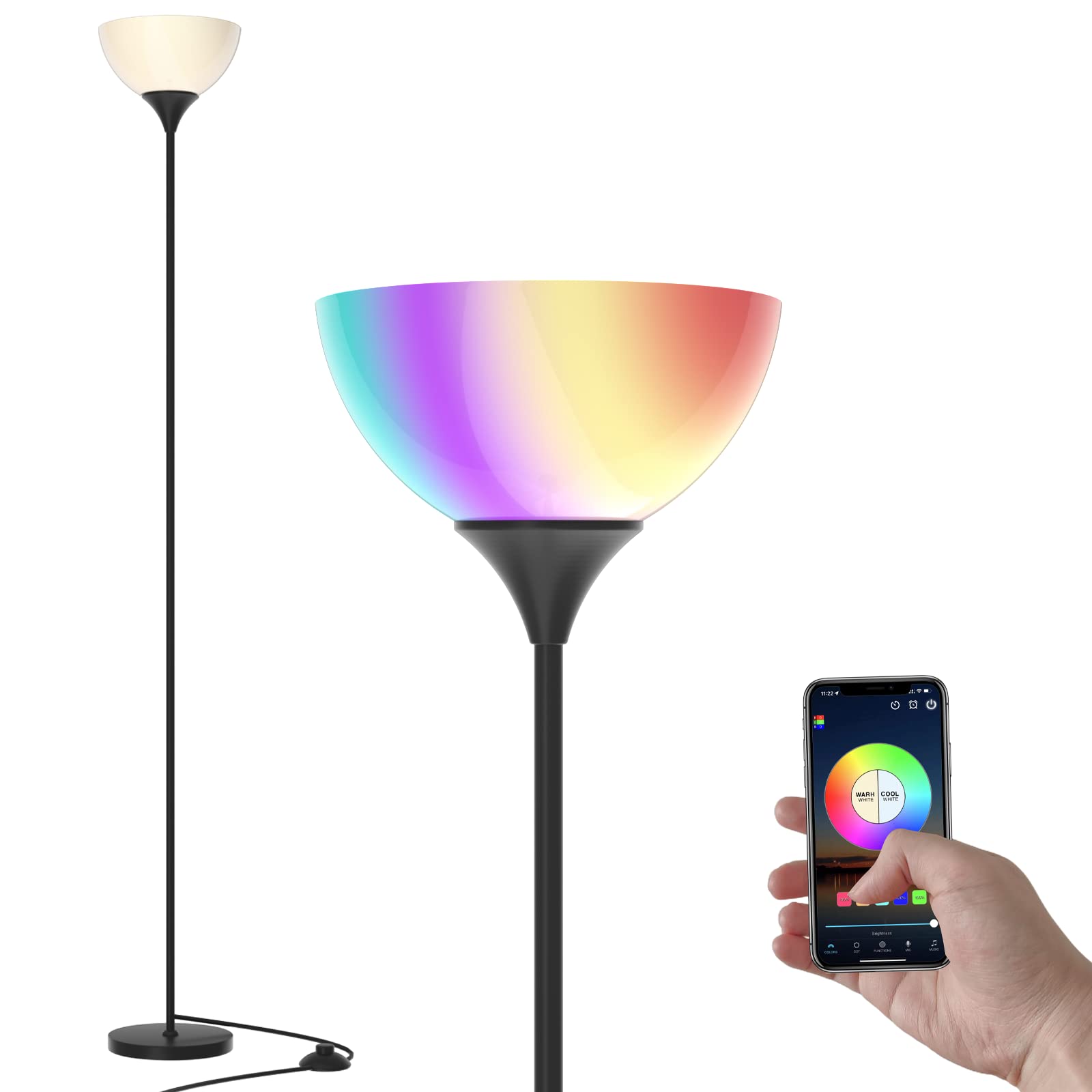 Pesrae Smart Rgb Floor Lamp Work With Alexa, Google Assistant Wifi App, Modern Color Changing Floor Lamp, Dimmable Corner Floor
