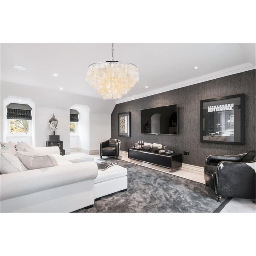 Elegant Lighting Living District Selene 6-Light Mid-Century Metal Pendant in Chrome and White