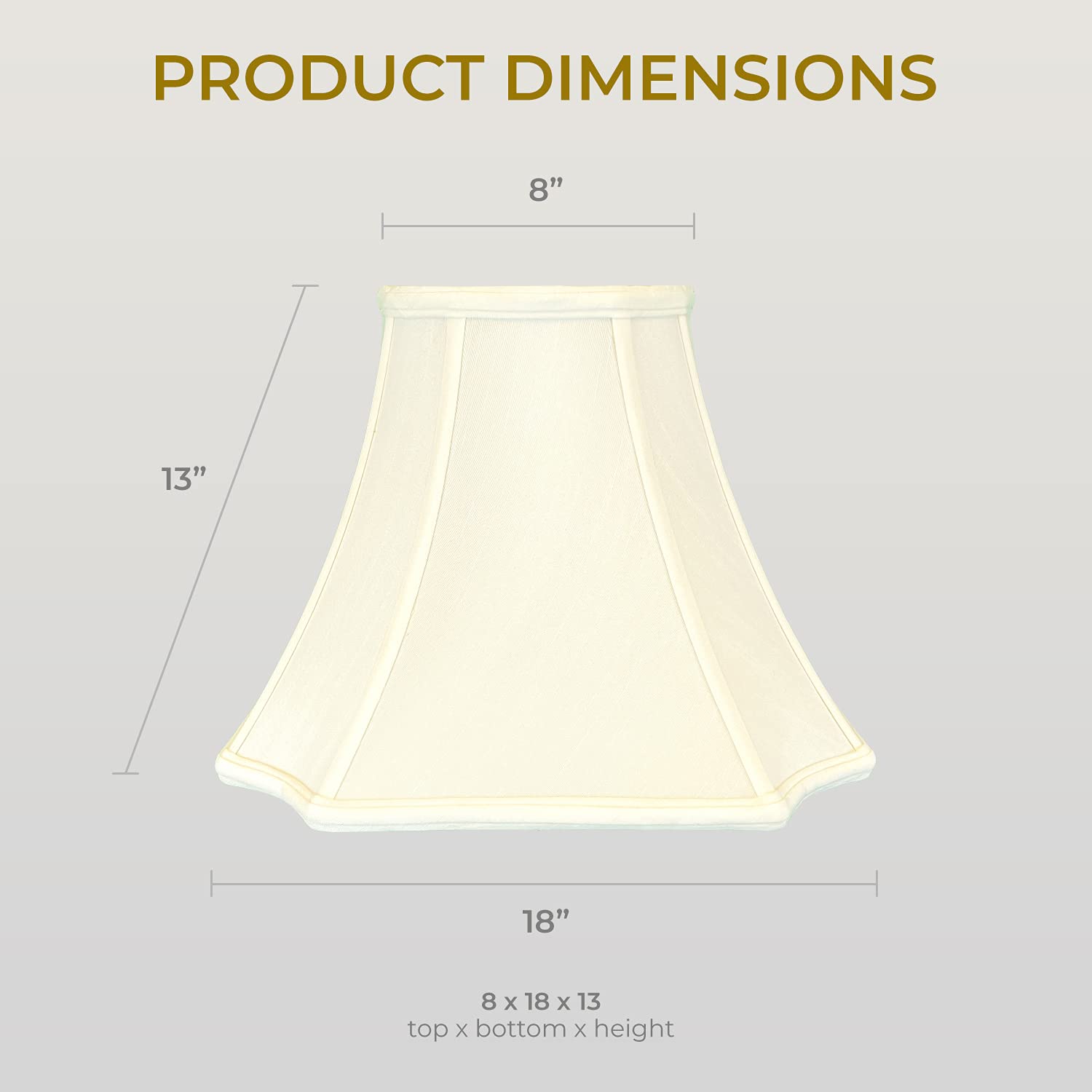 Royal Designs Square Inverted Cut Corner Basic Lamp Shade, Eggshell, 8 X 18 X 13