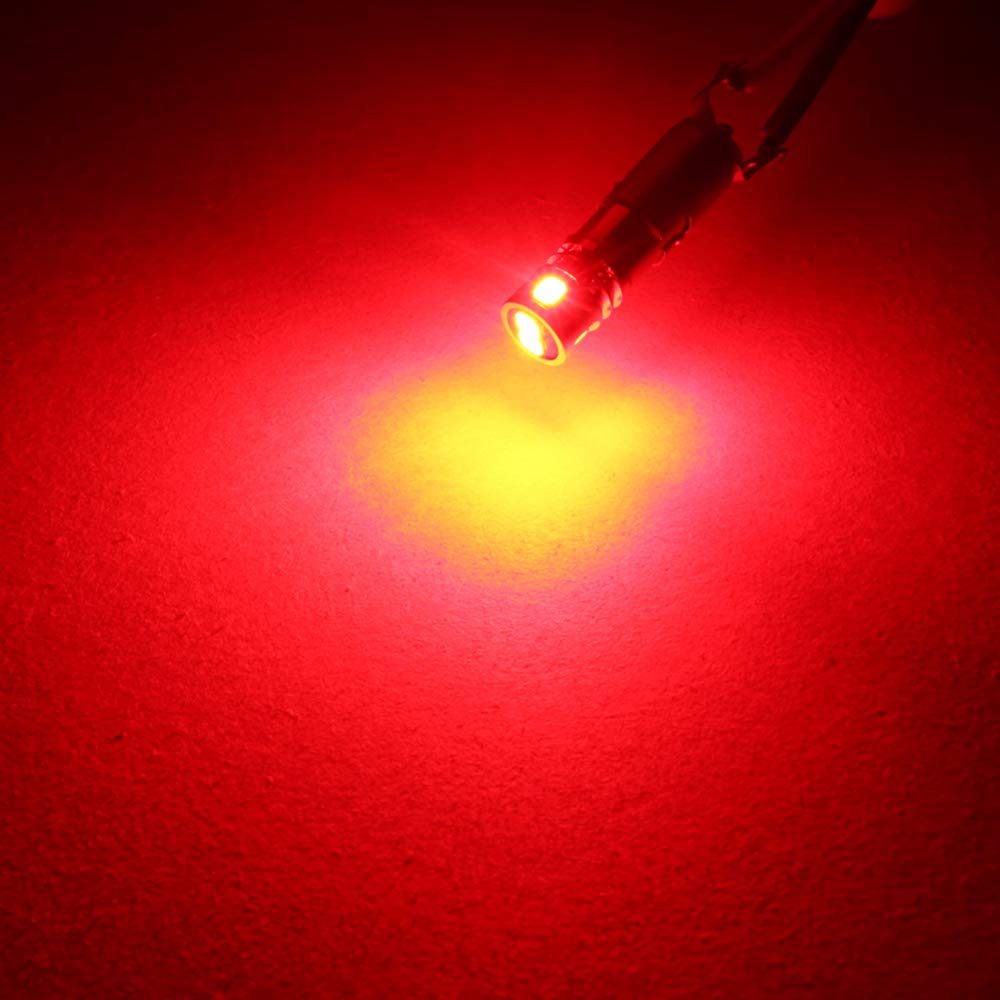 Phinlion Super Bright 2835 5-Smd 57 1816 1891 1893 3886X 64111 Ba9 Ba9S Led Red Bulbs For Courtesy Interior Dome Map Reading Glove Box License Plate Radio Lights
