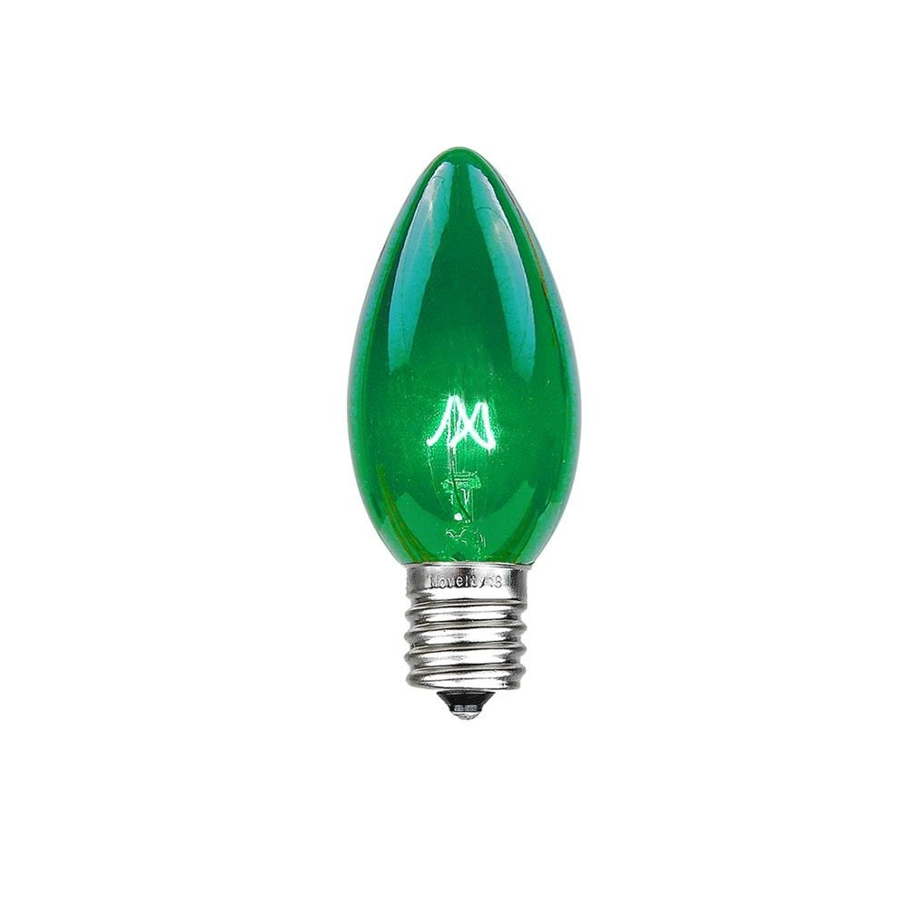 Novelty Lights 500 Case C7 Outdoor Christmas Replacement Bulbs, Green, C7/E12 Candelabra Base, 5 Watt, 500 Bulbs
