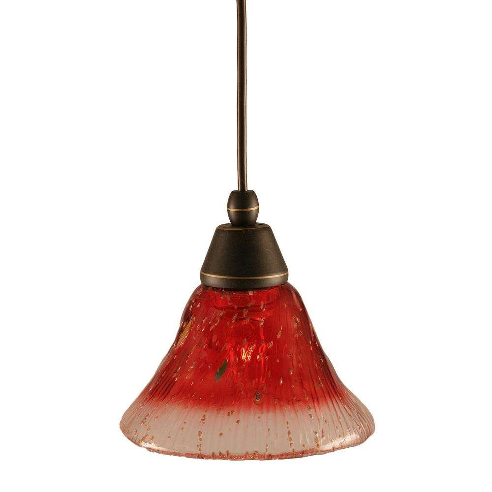 Toltec Lighting 22-Dg-756 Cord Mini Pendant With 7&quot; Raspberry Crystal Glass, Dark Granite Finish