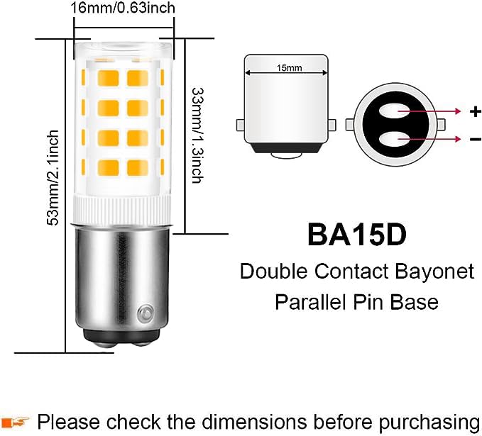 SSXBF BA15D LED Bulb 4W Warm White 3000K, 120V, Non-Dimmable, Pack of 2