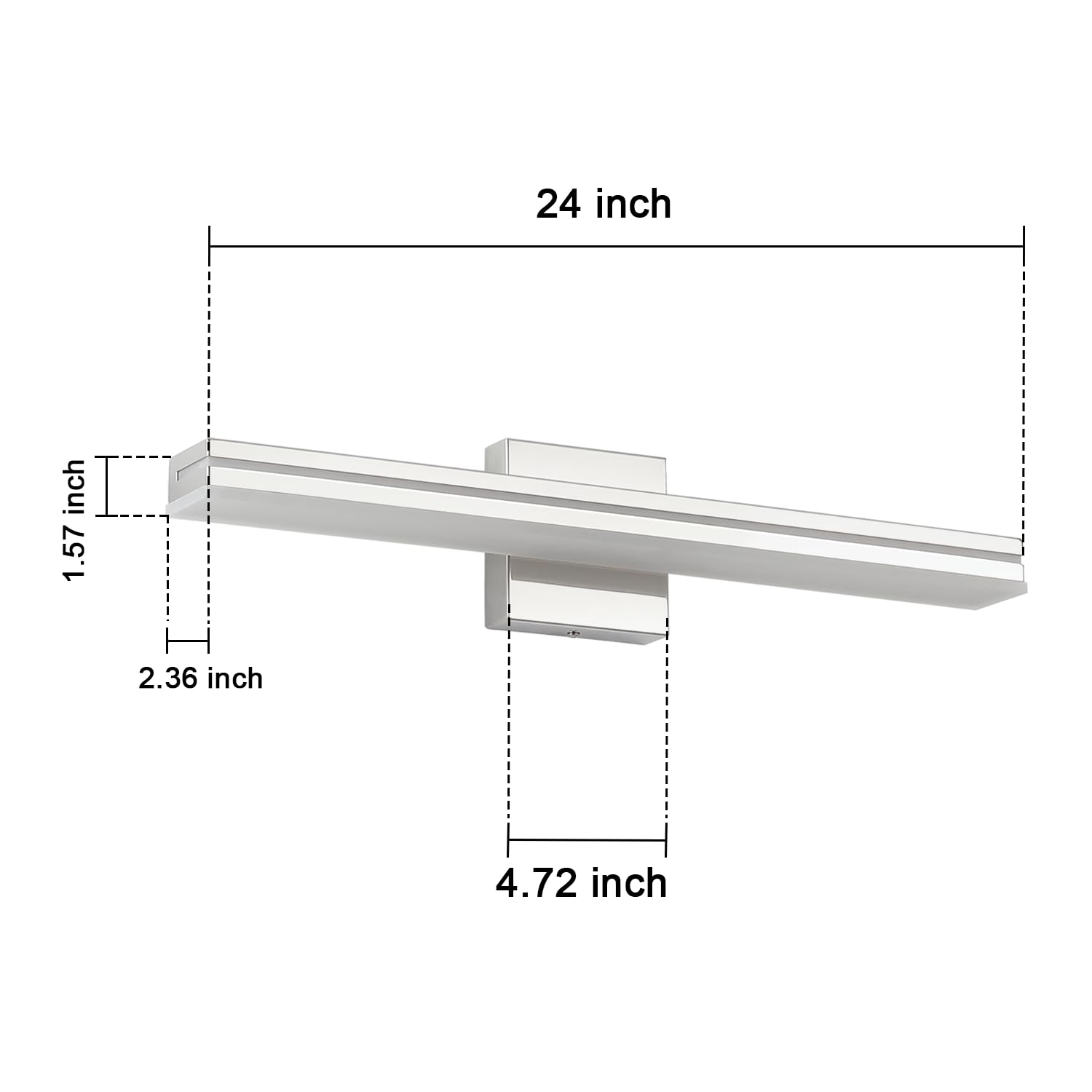 Sinerise 24-Inch Led Modern Bathroom Vanity Light Bar  Chrome Modern Acrylic Bathroom Wall Lighting Fixtures Over Mirror (Cool White 6000K)