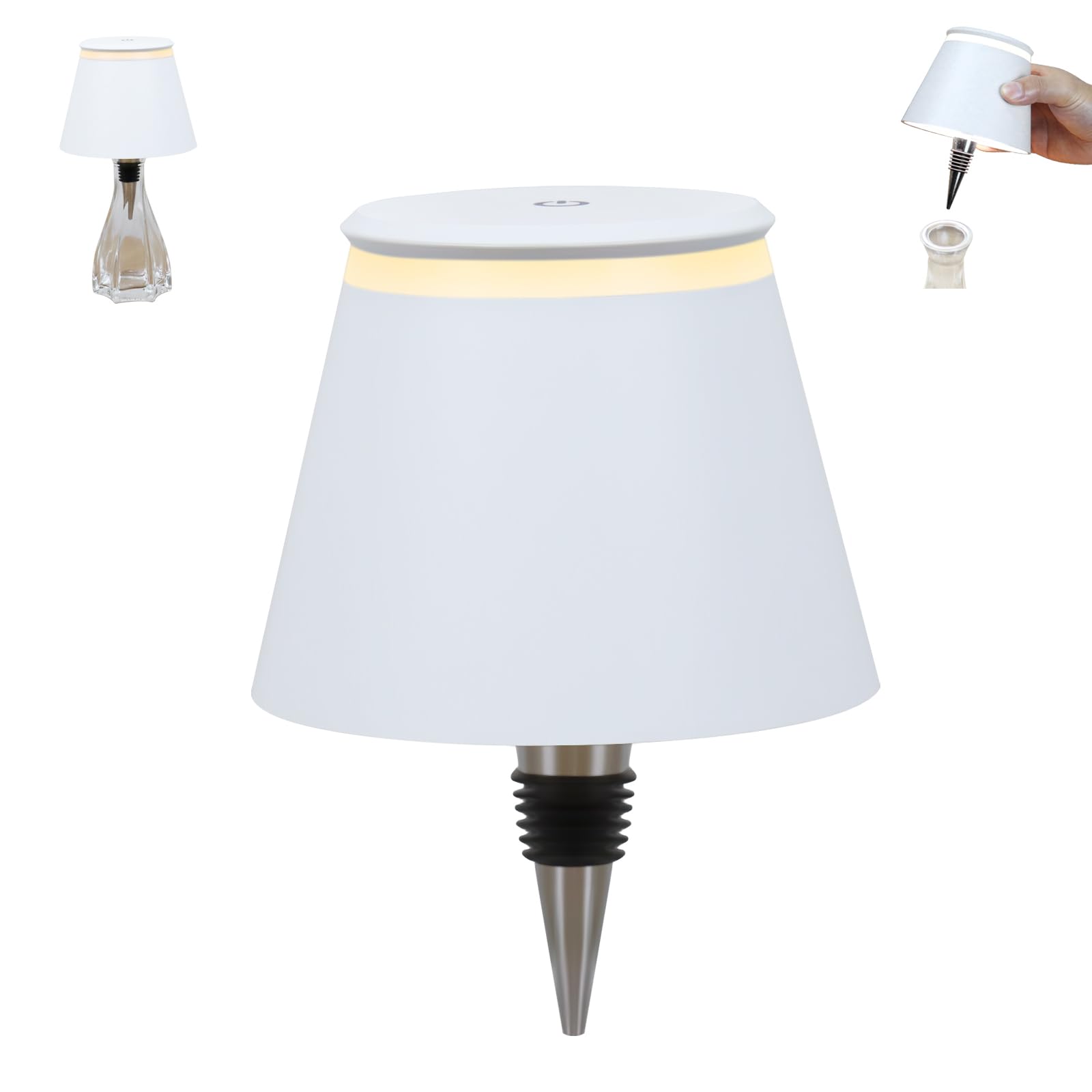 Yupola Wireless Bottle Lamp, Dimmable Cordless Touch Control, Rechargeable, Acrylic, 1pcs, White, Model SBSY