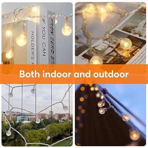 Rathun Multicolor Crystal Globe String Lights Plug In 116 Ft. 200 Led 8 Modes With Remote,Waterproof Fairy String Lights For Ind