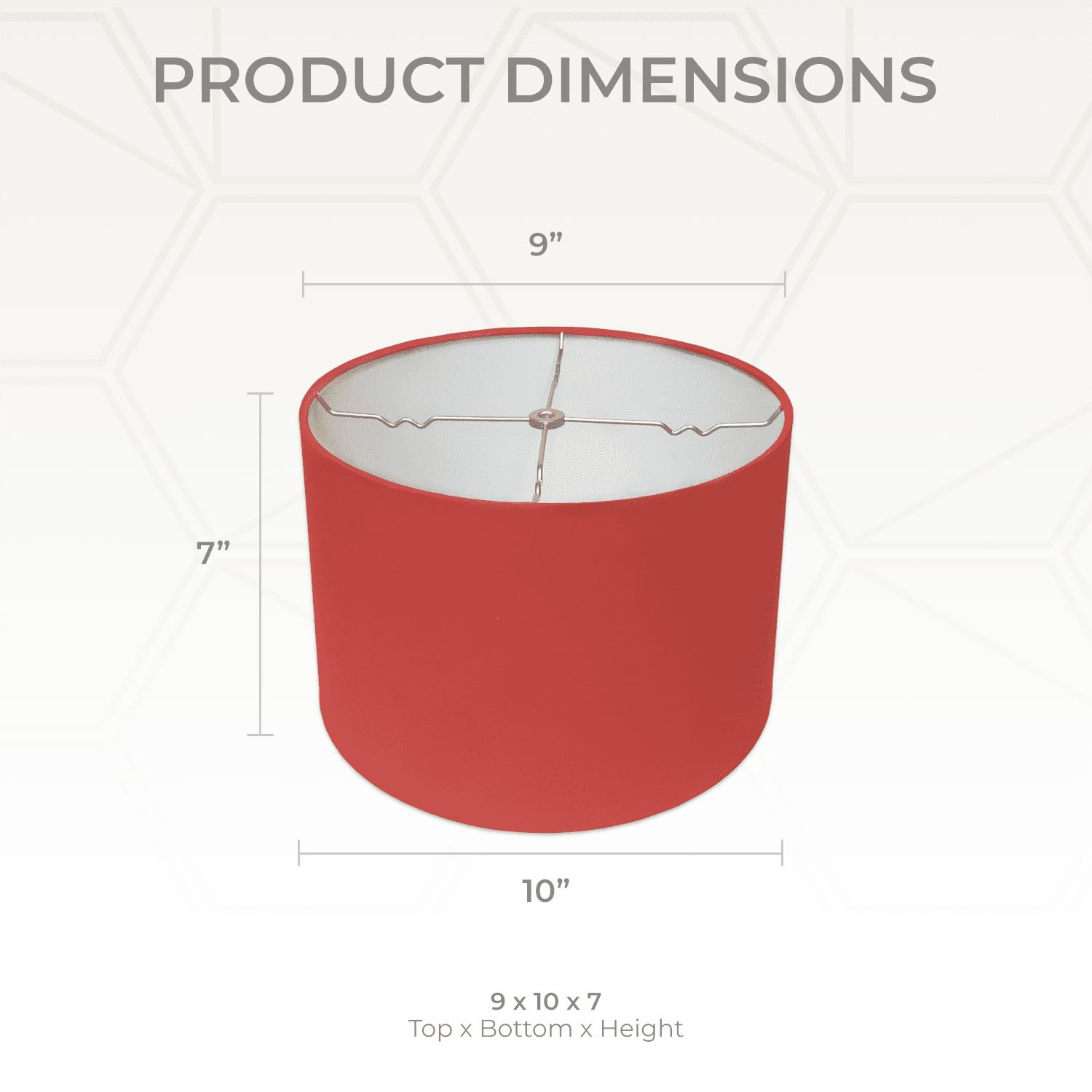 Royal Designs, Inc. Shallow Drum Lamp Shade, HB-610-10RED-2, Red, 9 x 10 x 7, 2 Pack, Wood/Metal/Cast Iron
