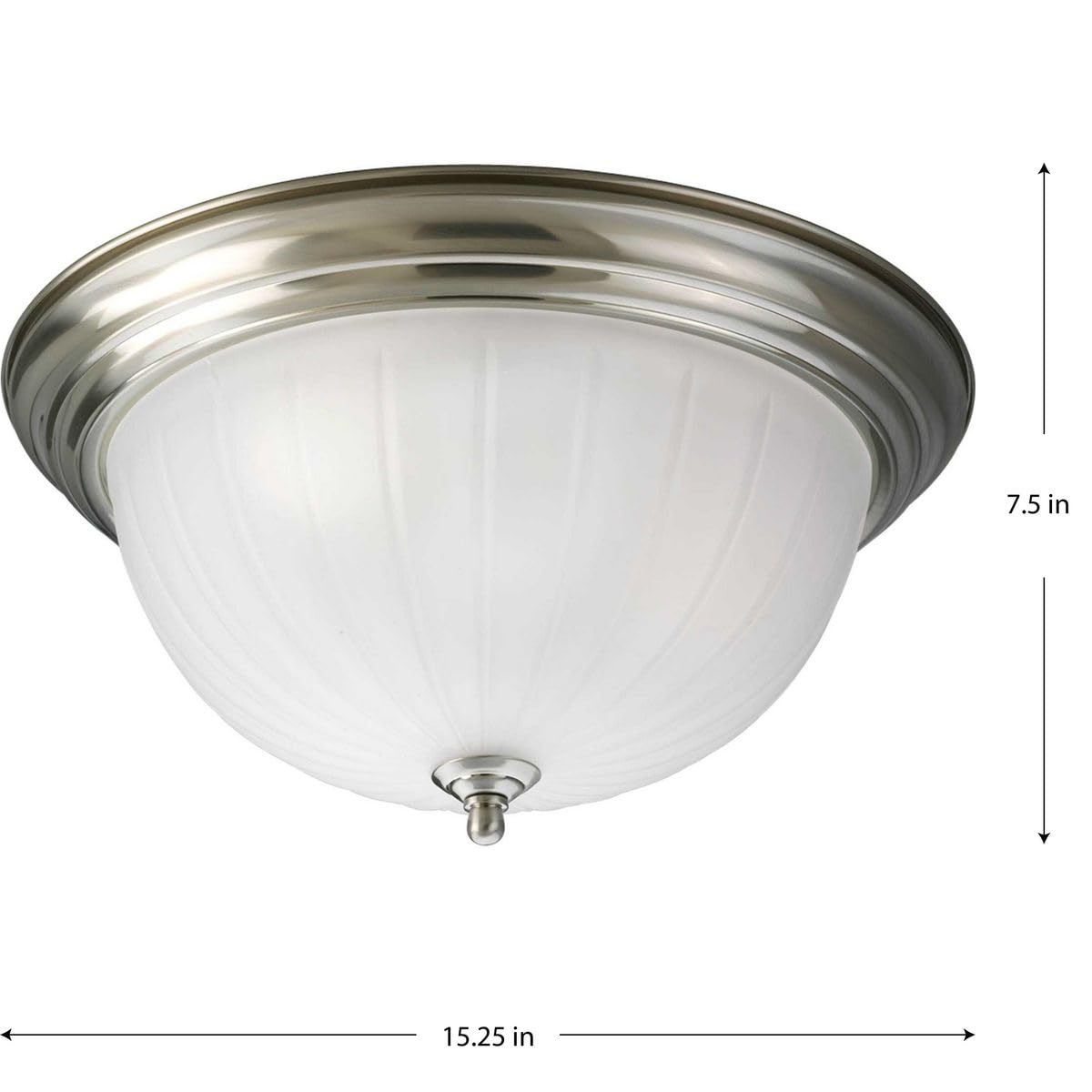 Progress Lighting P3818-09 3-Light Close-To-Ceiling With Etched Ribbed Glass, Brushed Nickel