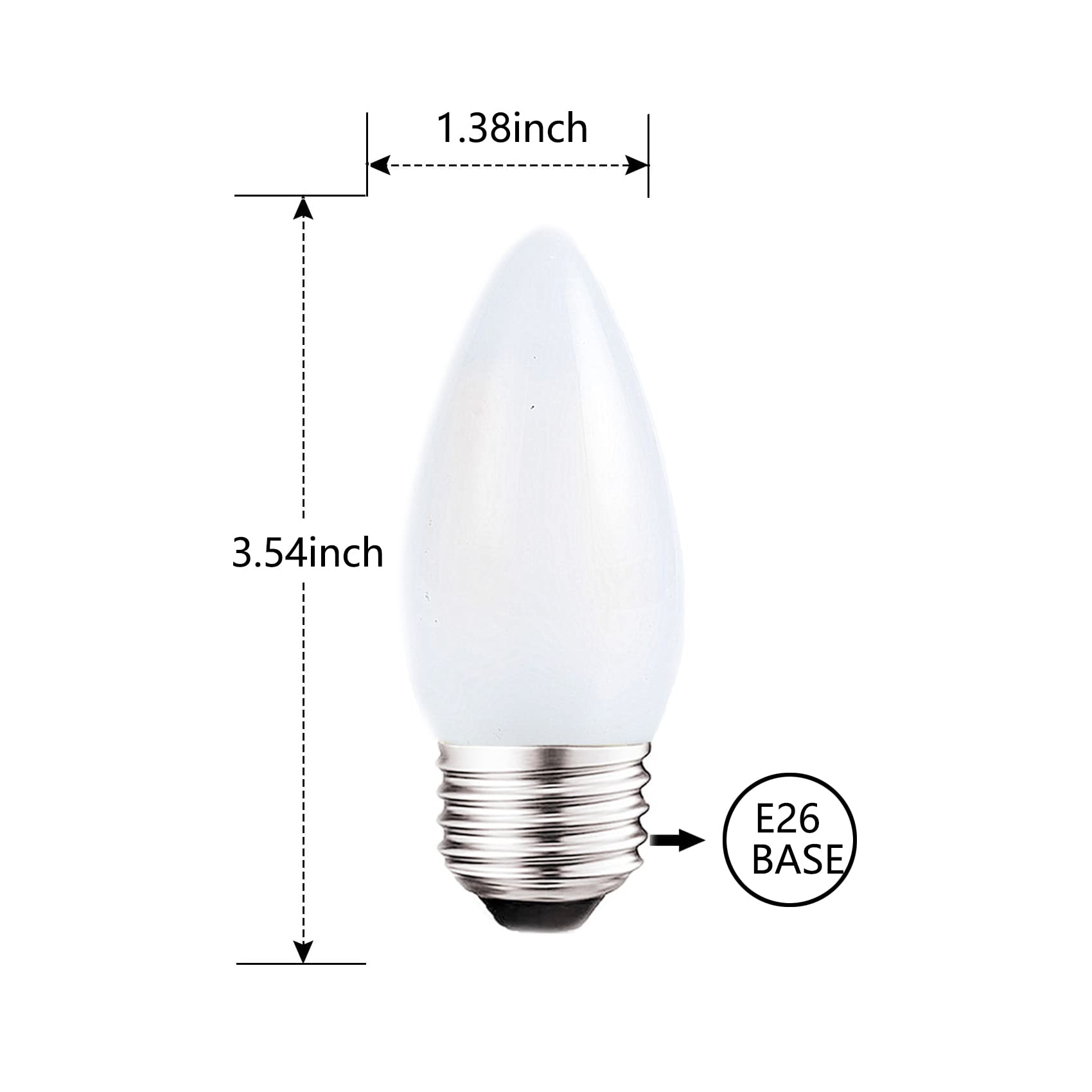 Sunaiony Frosted Led Candelabra Light Bulbs E26 Medium Base 2W Dimmable Soft White 3000K 25W Equivalent, Led Decorative Candle L