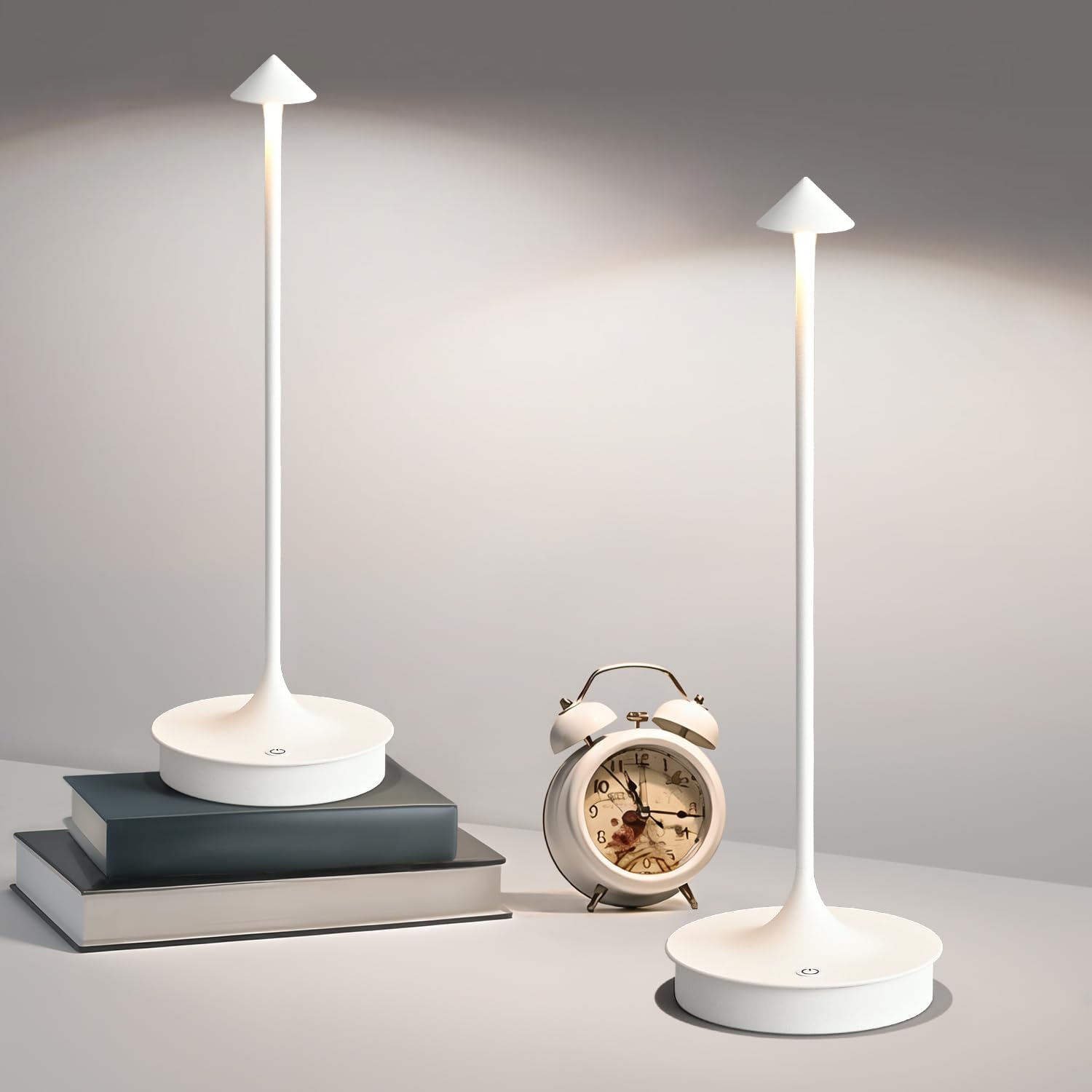 BaiZhou Cordless Table Lamp LED Rechargeable 4000mAh Waterproof Portable Touch Dimmable White-2PC Model LD9537