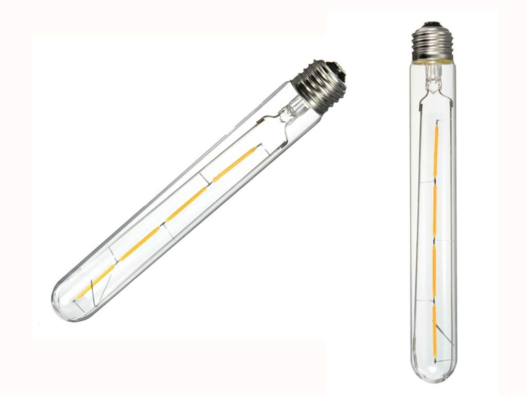 T30 Edison Led Long Bulb T30-225 4W Dimmable Vintage Light Bulb Long Tubular Vintage Led Light,E26/E27 Medium Base,Amber Glass,Warm White 2300K,4W(40W Equivalent),Dimmable,Pack Of 4