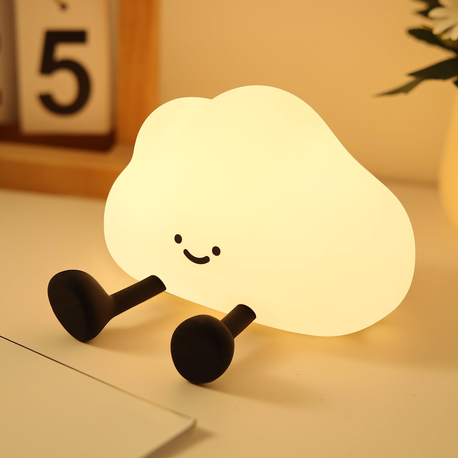 YISUN Cloud Night Light, Rechargeable LED Nursery Lamp, 3 Level Dimmable, Model A023, Cute Silicone for Kids Room Decor