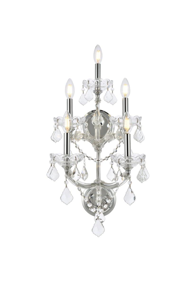 Elegant Lighting Royal Cut Crystal Chandelier, 2800W5C/RC, Silver, 12in, Alloy Steel, Glass, Wood, Crystal