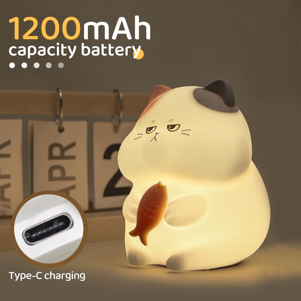 S Nmt Cute Cat Silicone Night Light 7 Colors Changeable 3 Brightness Rechargeable Timing Sleeping Lamp Kawaii Cordless Night Lig