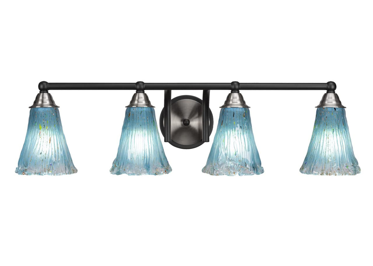 Toltec Lighting Paramount 4 Light Bath Bar In Matte Black & Brushed Nickel (3424-Mbbn-725)