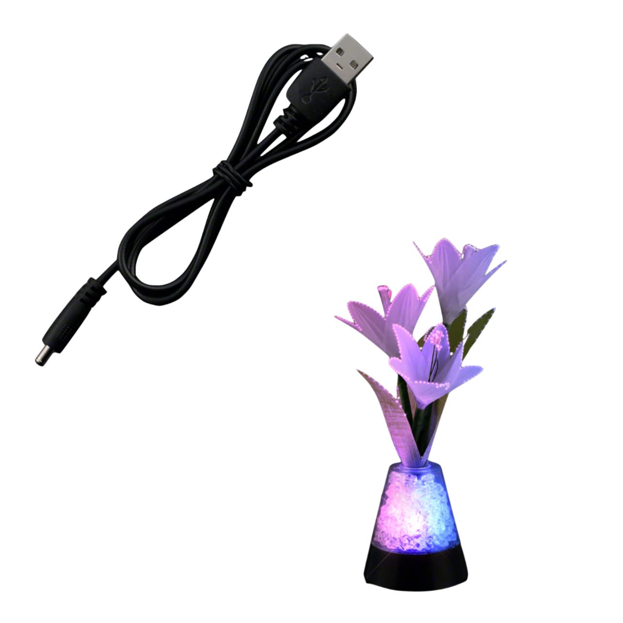blinkee Fiber Optic Flower Centerpiece with Light Up Gemstone, 10in Height, Multicolor, Acrylic, Model FIOFLLUGCC