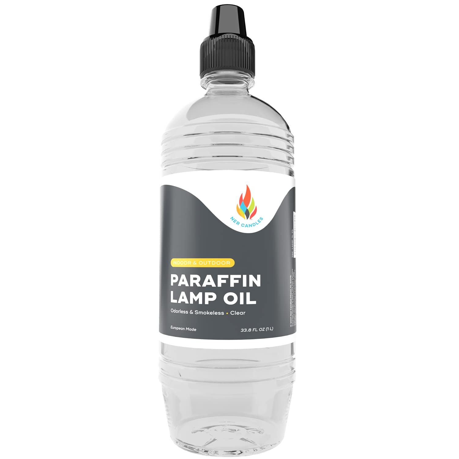 The Dreidel Company Liquid Paraffin Lamp Oil - 1 Liter - Smokeless  Odorless  Ultra Clean Burning Fuel for Indoor and Outdoor Use (Clear) (Single)