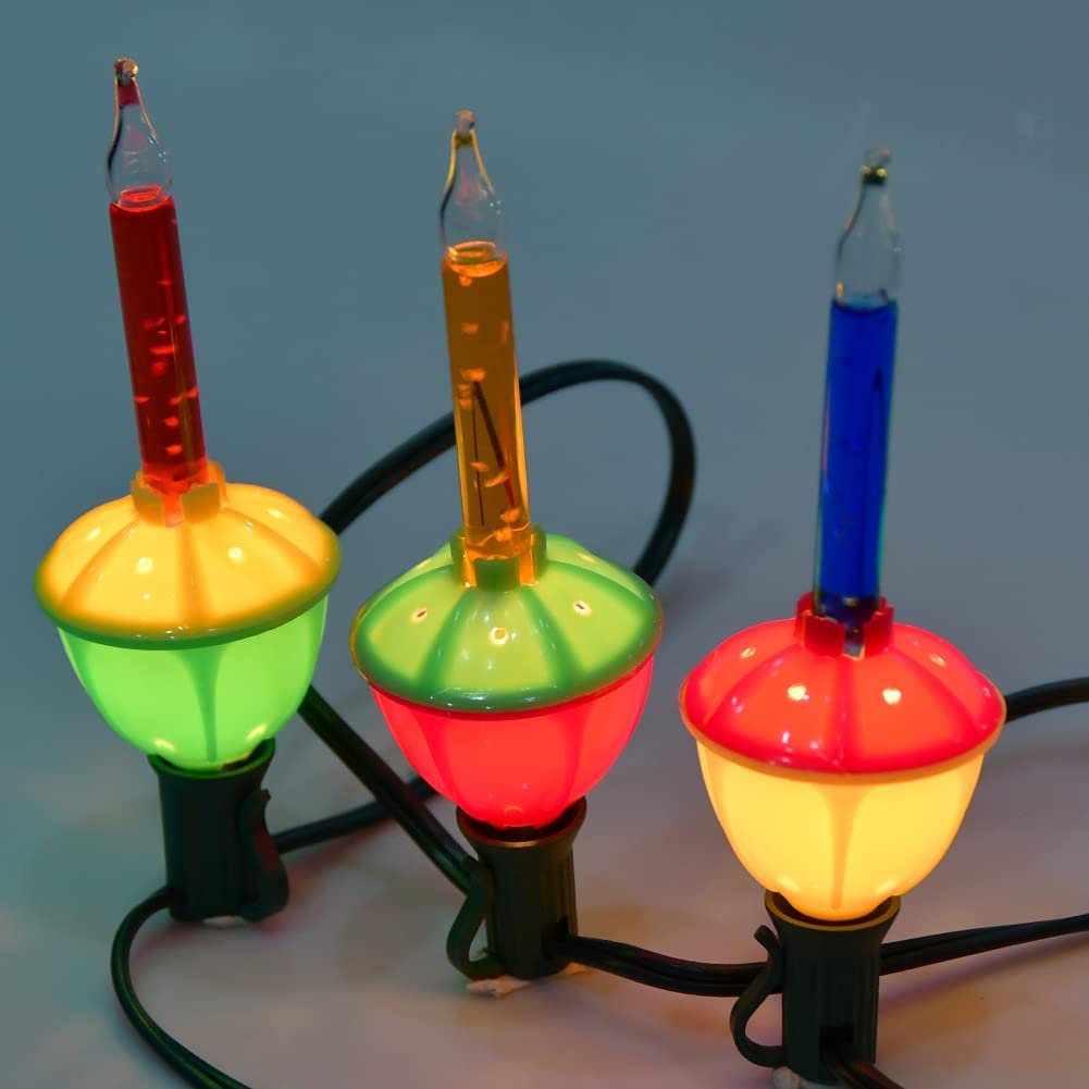 Sunsgne Christmas Bubble Lights  8.8Ft Vintage Bubble Lights With 10 Multicolor Bubble Bulbs(1 Spare) For Holiday Christmas Tree Lighting  E12 Base  Green Wire
