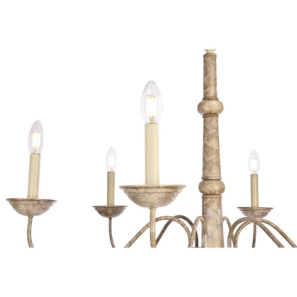 Elegant Furniture & Lighting Merritt Collection Chandelier D35 H21.6 Lt:6 Weathered Dove Finish