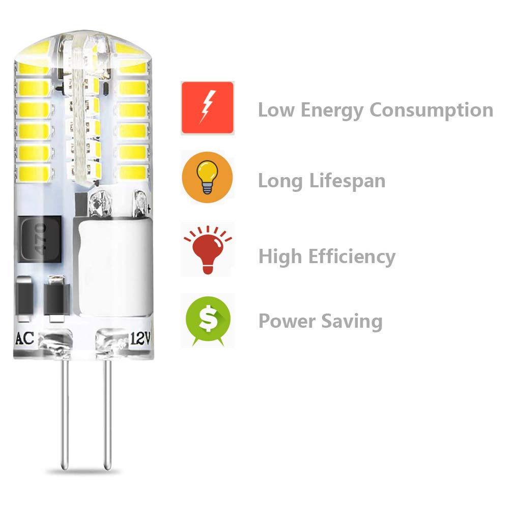 Dopkuss G4 3W Led Bulb, 30W T3 Halogen Bulb Equivalent, Ac/Dc 12V Daylight White 6000K, Non-Dimmable Bi-Pin Led Bulb For Home La