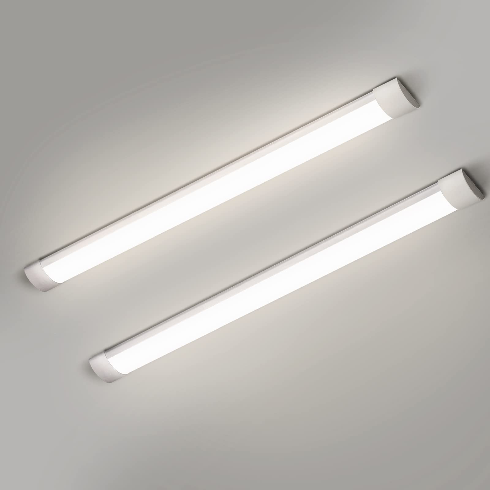 Colmeguna 2 Packs 4Ft Led Batten Light, Ultra Light Slim Ceiling Surface Mounted Light, 40W, Day Light 4000K, Ip20, Led Ceiling Light Fixture For Garage, Shop, Hallway, Office, Market