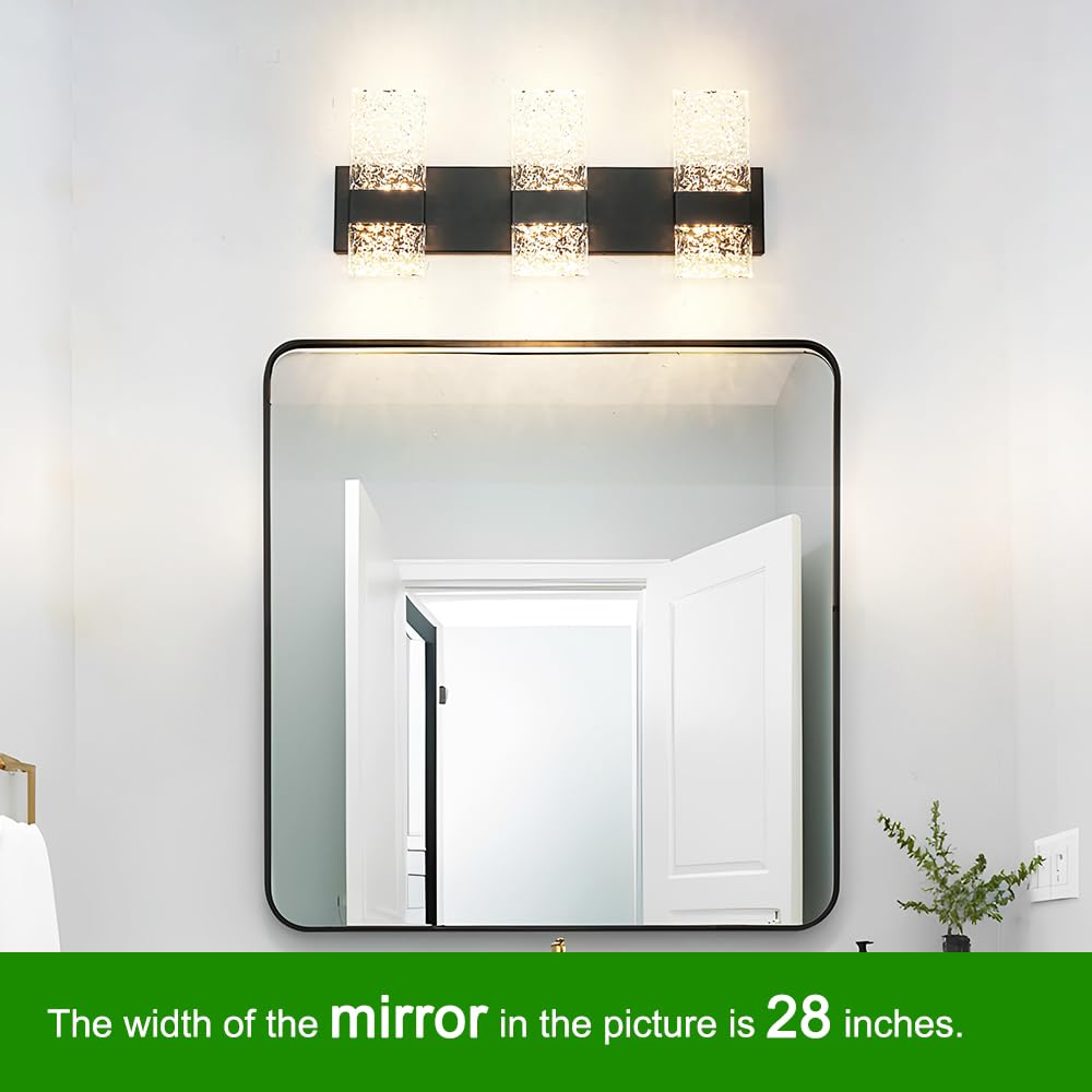 Ditoon Modern Matte Black 6-Light Bathroom Vanity Light, Dimmable Acrylic Shade, Hardwired Wall Fixture, H9.25in, L21.26in