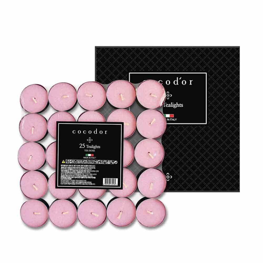 COCODOR Scented Tealight Candles/Tea Rose / 100 Pack / 4-5 Hour Extended Burn Time/Made in Italy  Cotton Wick  Scented Home Deco  Fragrance  Mothers Day