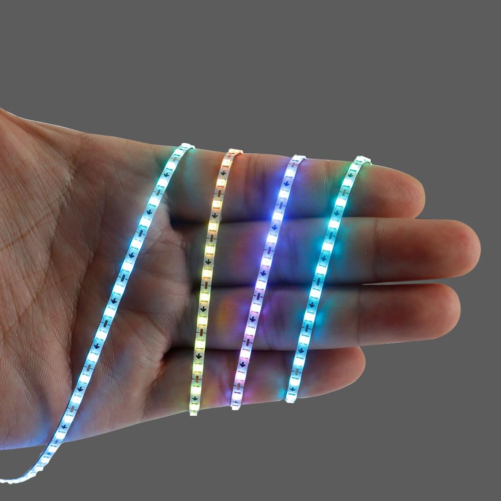 Xnbada 16.4FT WS2812B 2.7mm Ultra Narrow LED Strip,DC12V 160LEDs/m Individually Addressable Dream Color Flexible Smart Light Tap