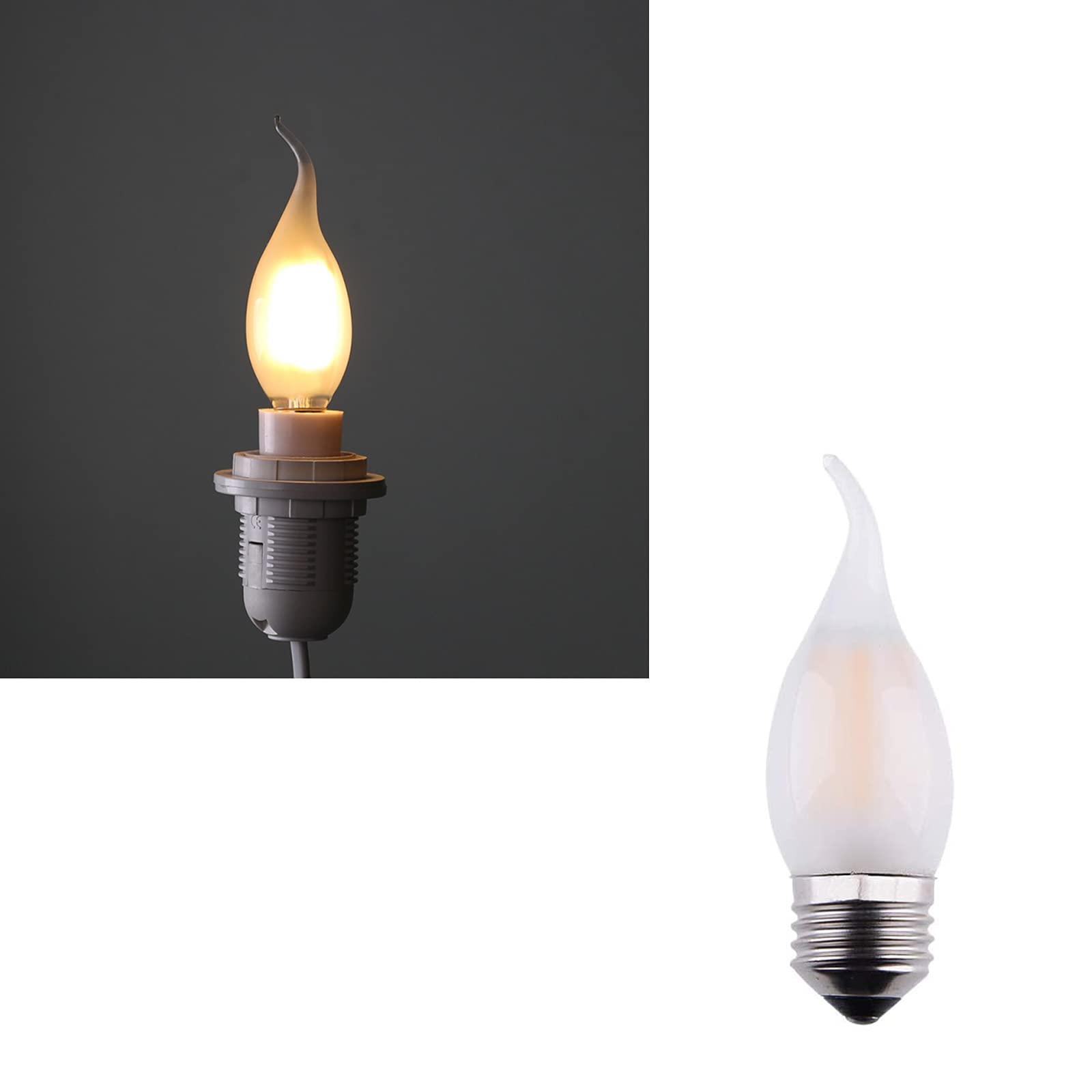 Ydjoo C35 Led Candelabra Bulbs 6W Candle Light Bulb Vintage Edison Bulb Frosted Glass Light Bulbs Dimmable E26 Flame Tip Chandel