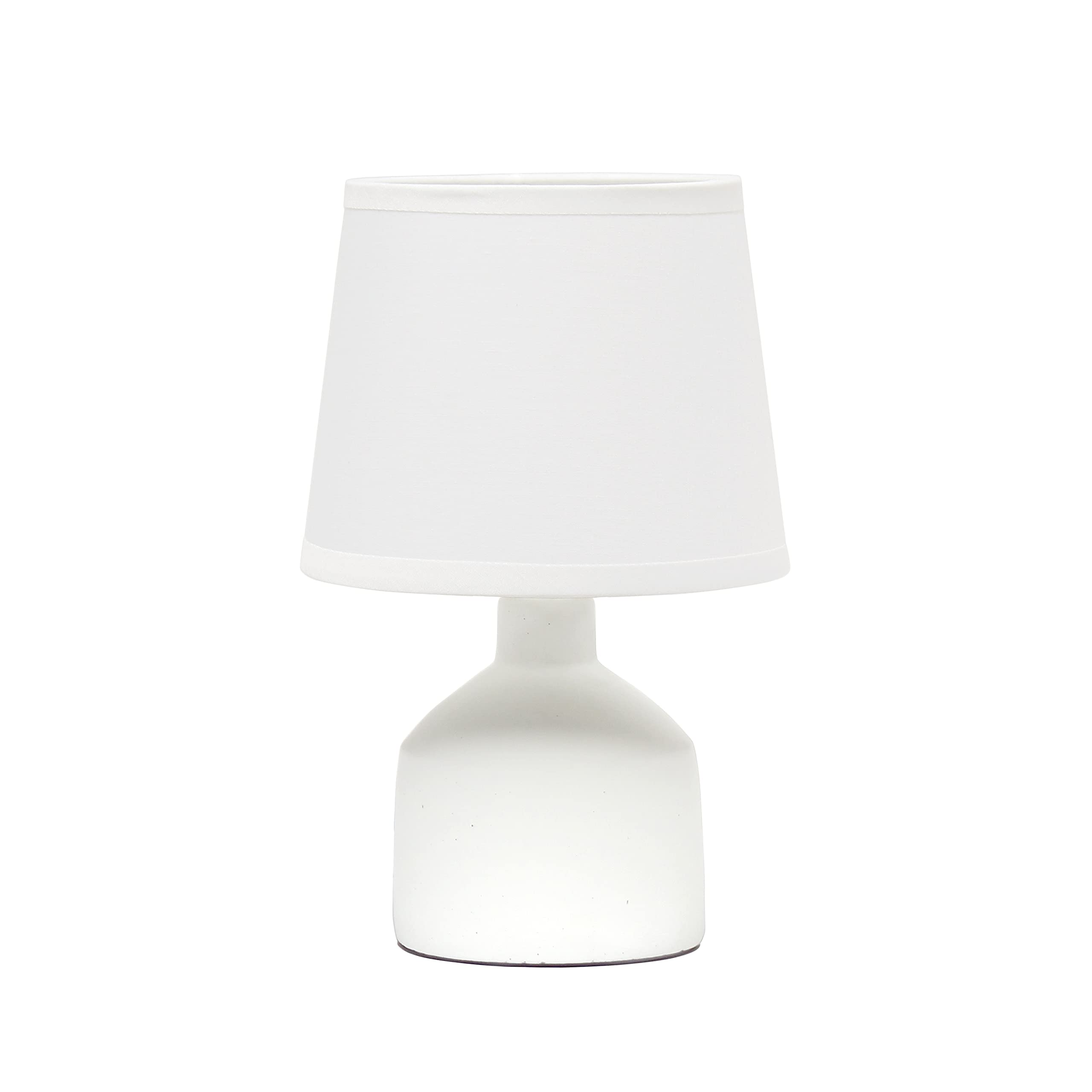 Simple Designs Lt2080-Off Mini Concrete Table Lamp, Off White, 5.91 X 5.91 X 9.4, Ideal For Modern Home Decor
