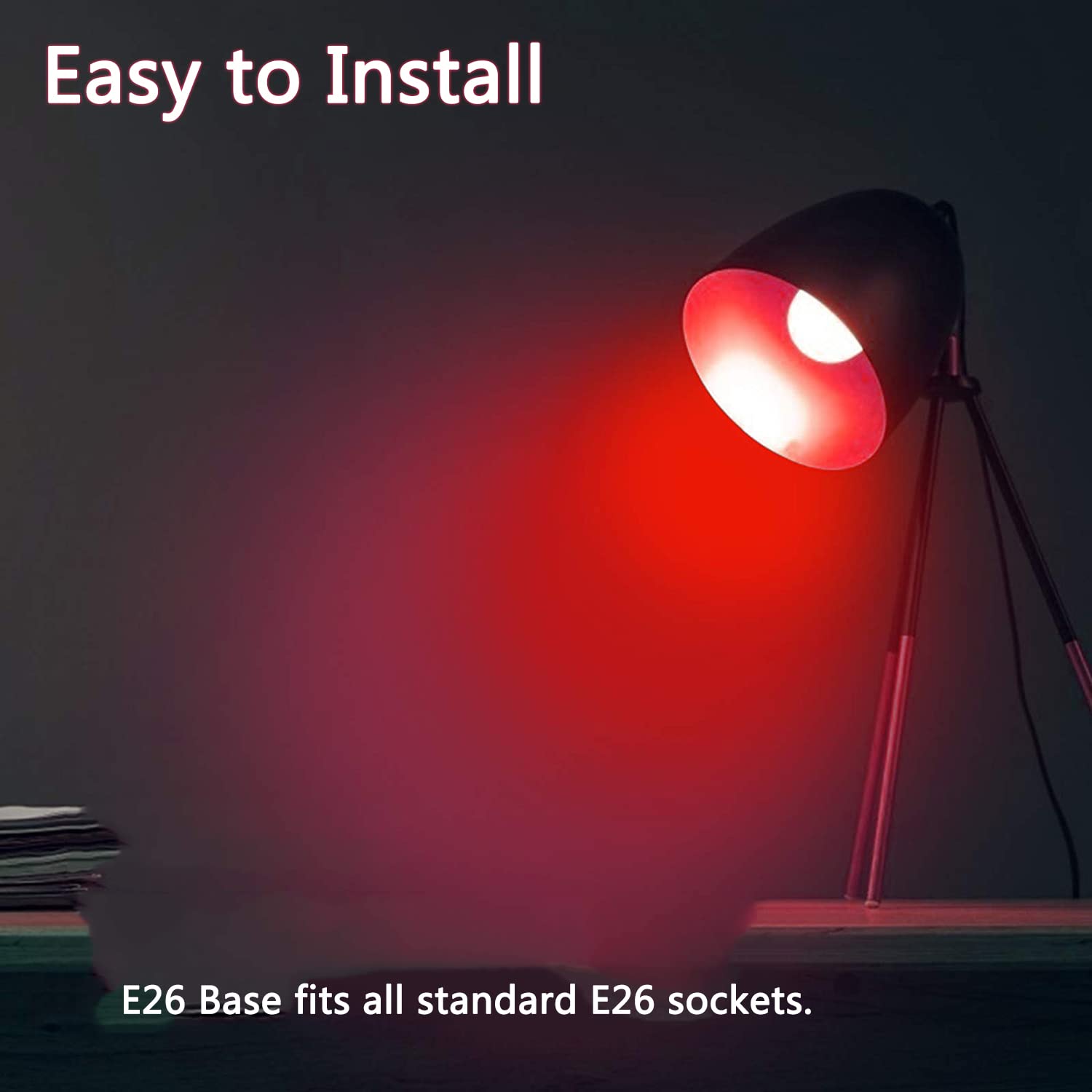 Led Red Light Bulb, A19 9W (60W Equivalent) Red Colored Light Bulb Outdoor, E26 Base Red Led Lights For Party Decoration, New Year, Porch, Home Lighting, Christmas Light Bulbs, Wedding, Bar, 4 Pack