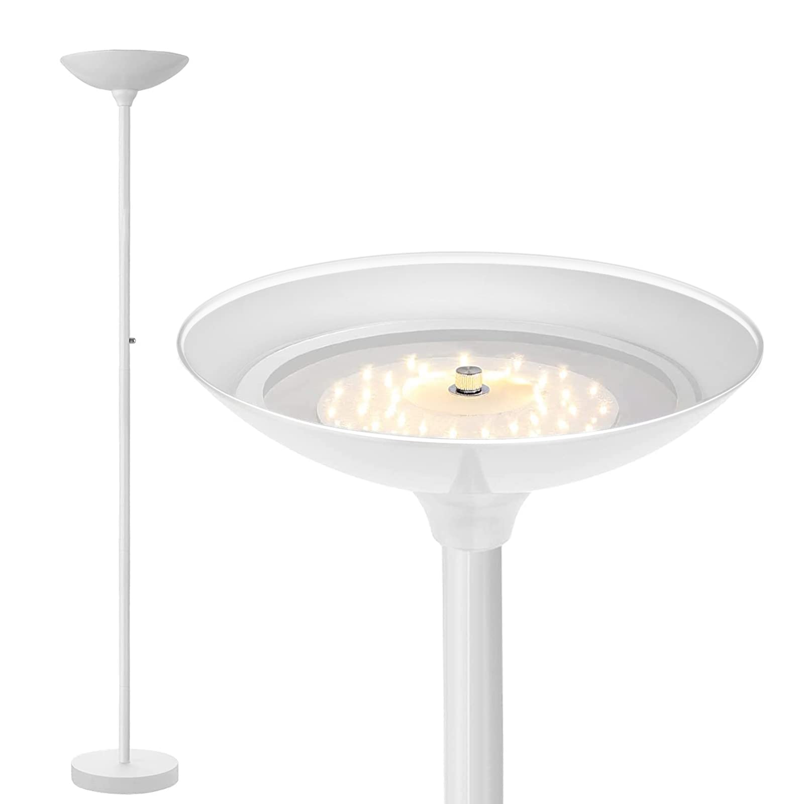 BoostArea Torchiere Floor Lamp, 30W Super Bright LED Standing Lamp, 3000K Stepless Dimmable Pole Lamp with Rotary Switch, 70 Inc