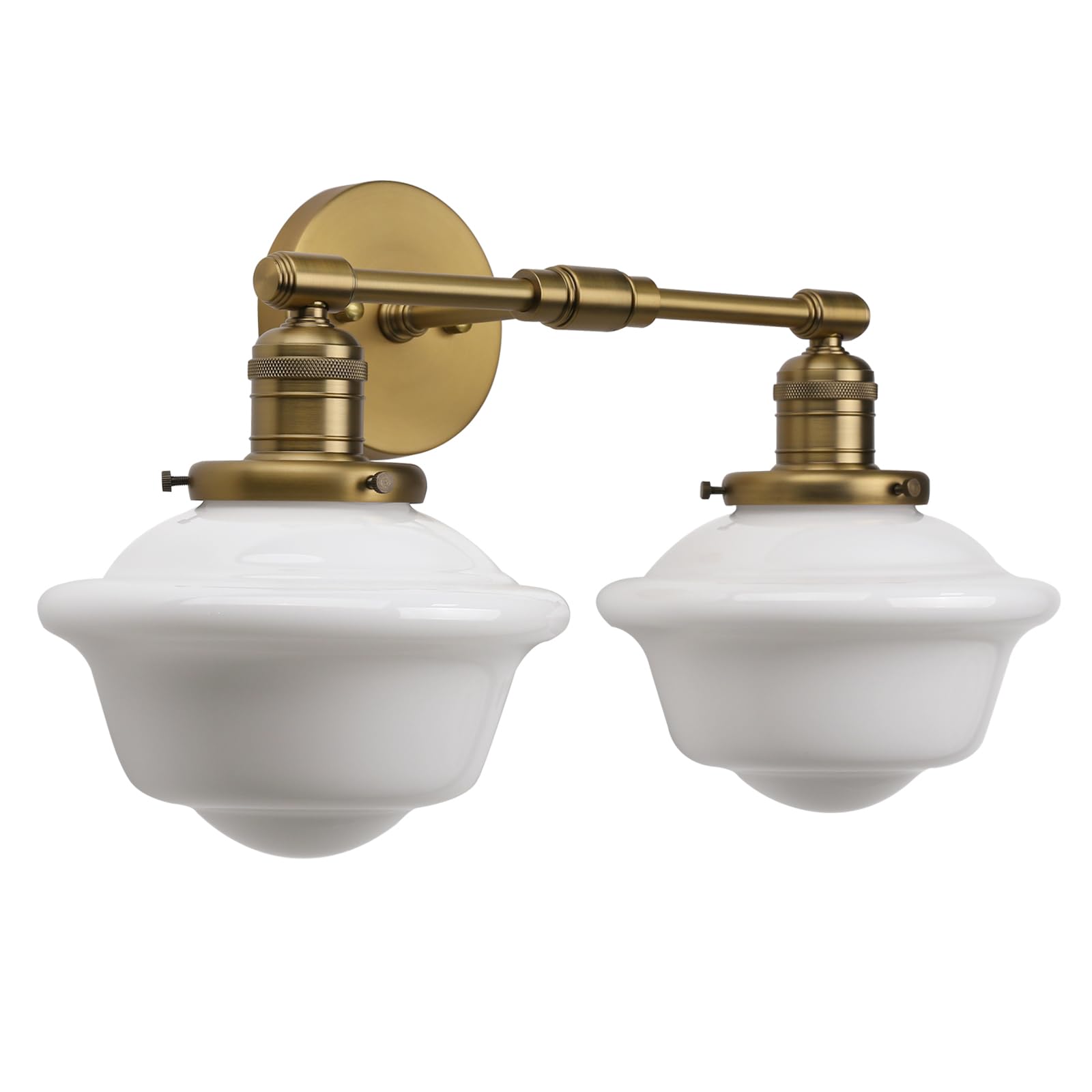 Pathson Wall Sconce Lights, 2-Lights Modern Classic Milk White Glass, Brass, Model XLUS1154D