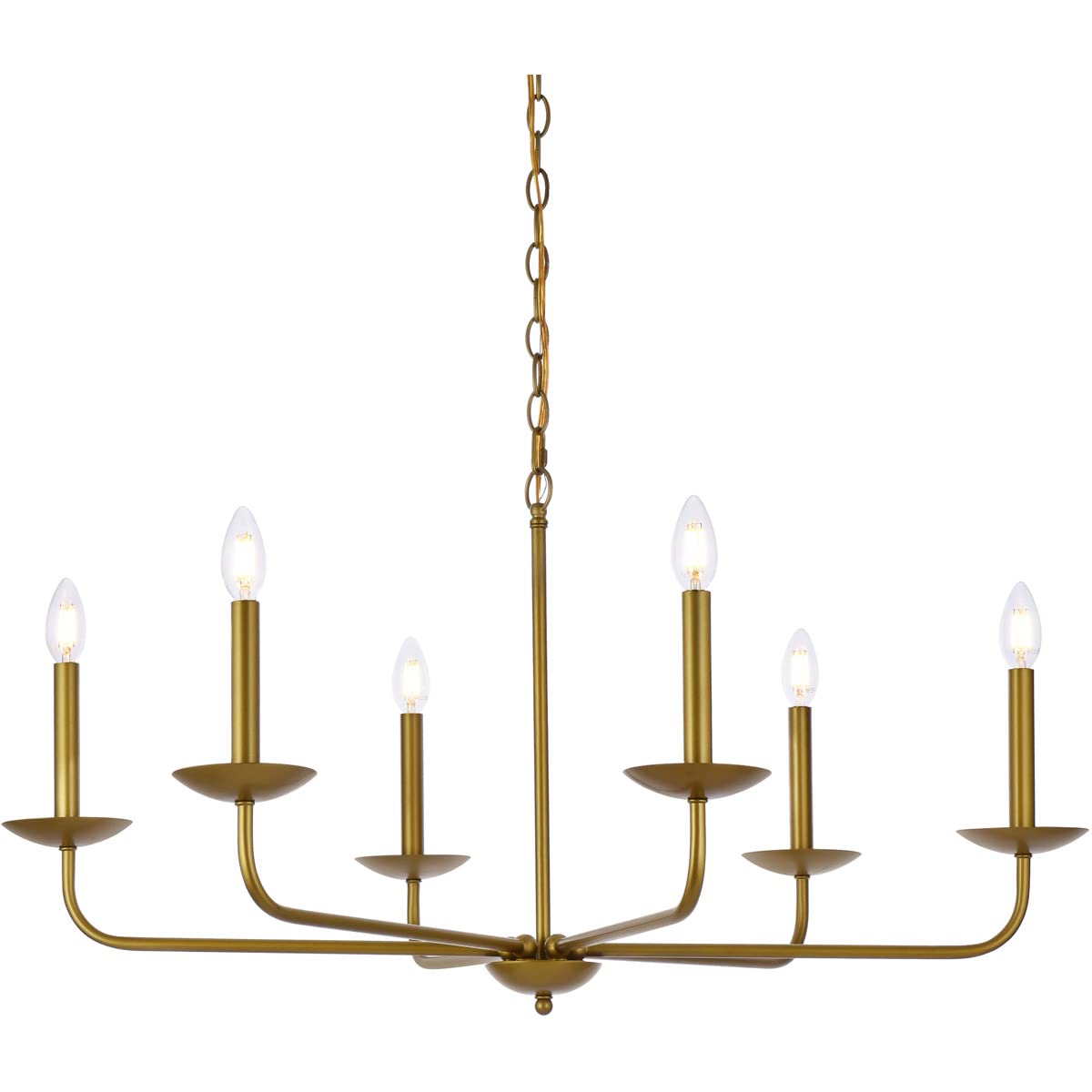 Living District Cohen 6-Light Mid-Century Style Metal Pendant in Brass