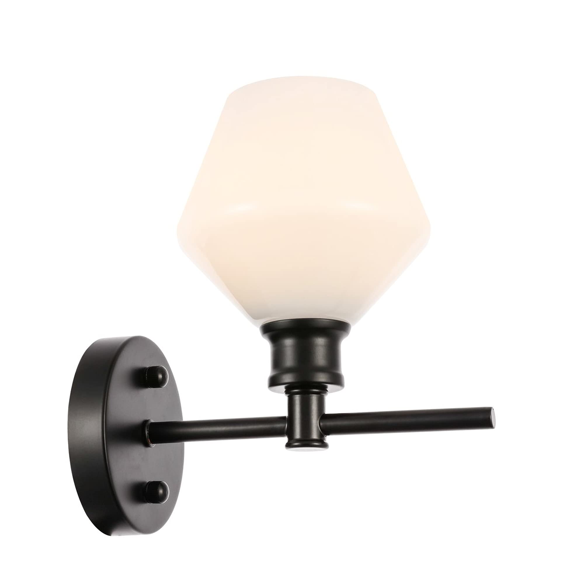 Living District Gene 1 Light Black And Frosted White Glass Wall Sconce