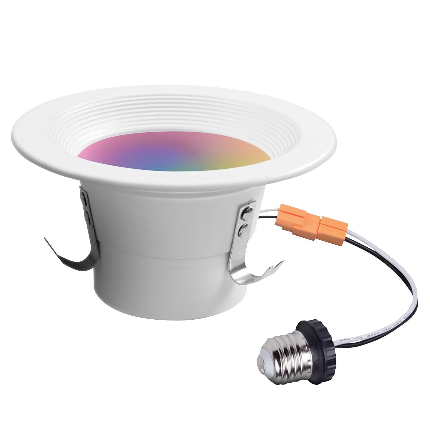 GLOBE Electric 50078 Wi-Fi Smart 4 LED Retrofit Recessed Light, No Hub Required, Voice Activated, 10 W, Multicolor Changing RGB,