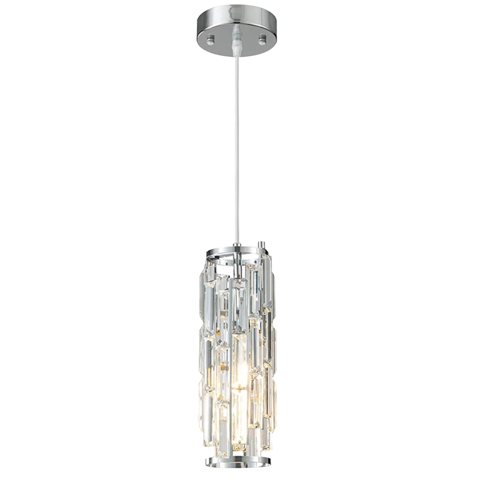 Jengush Modern Battery Operated Pendant Light with Remote Control, 6 RGB Colors, Chrome Finish, Model 9132848010628