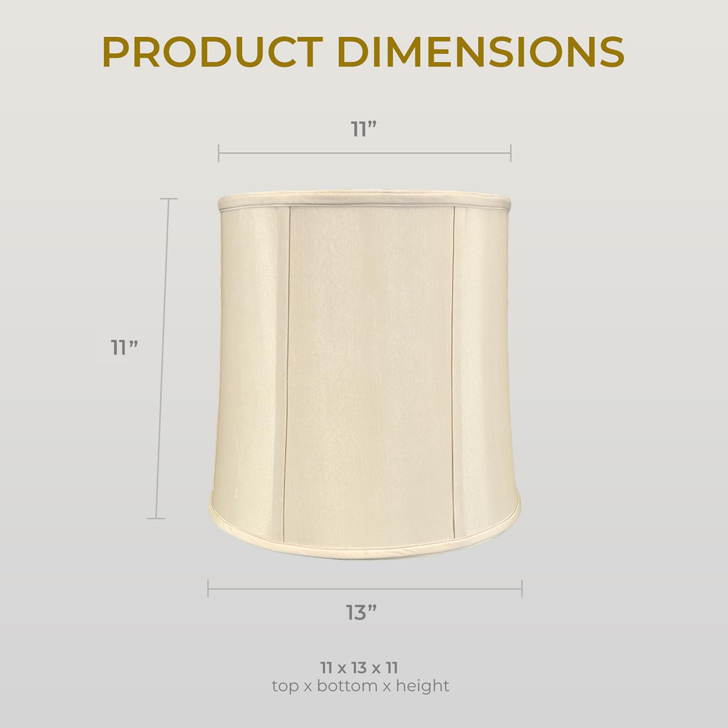 Royal Designs, Inc. Drum Lamp Shade, Faux Silk, 11 x 13 x 11, Beige, Model BS-719-13BG-2, 2-Pack