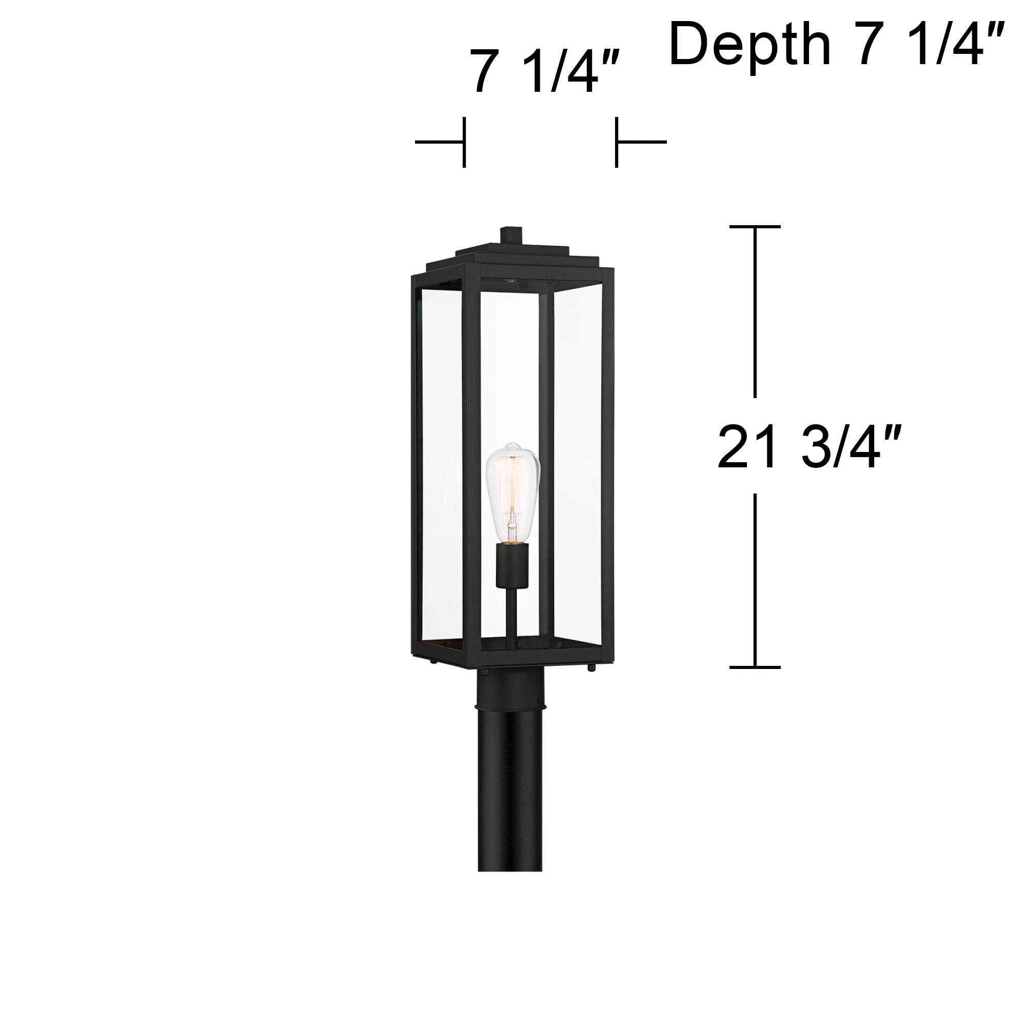 John Timberland Outdoor Post Light Fixture, 21.75in Clear Glass Panel, Metal, Black, Model 10-2101-504