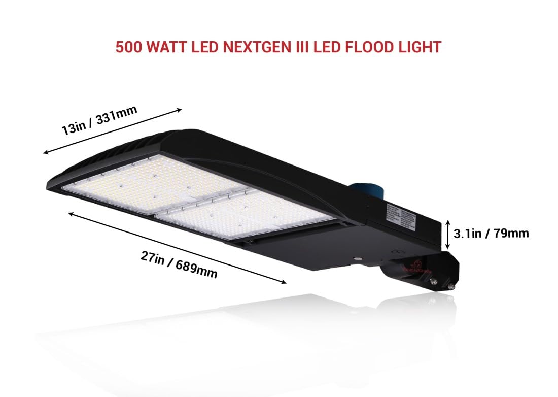 277-480V - 500 Watt Nextgen Iii Series Led Shoebox Lights - 70,000 Lumen - 5000K - Slip Fit - Black