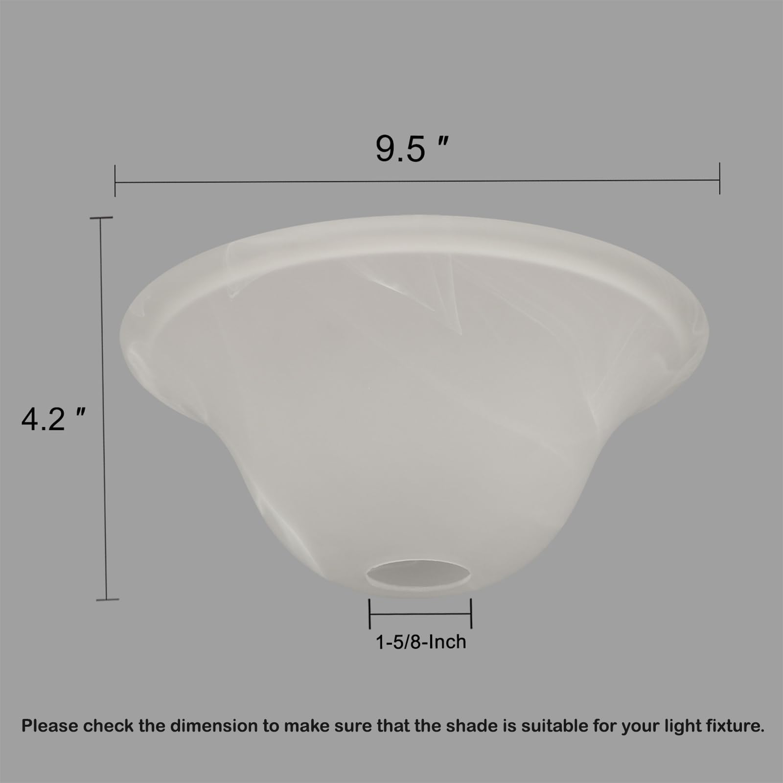 Giluta Small Floor Lamp Glass Shade Replacement Globe, Alabaster Style, 4.13in Height, 9.45in Width, Model A00039