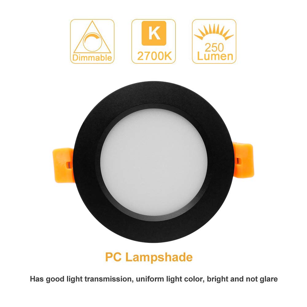 Ygs-Tech 2 Inch Led Recessed Lighting, Dimmable Downlight 3W(35W Halogen Equivalent), Cri80, 2700K Ultra Warm White Led Ceiling Light With Led Driver(4 Pack)