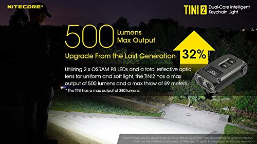 Nitecore TINI 2 Keychain Flashlight - 500 Lumen, USB-C Rechargeable, Aluminum, Model TINI2USB