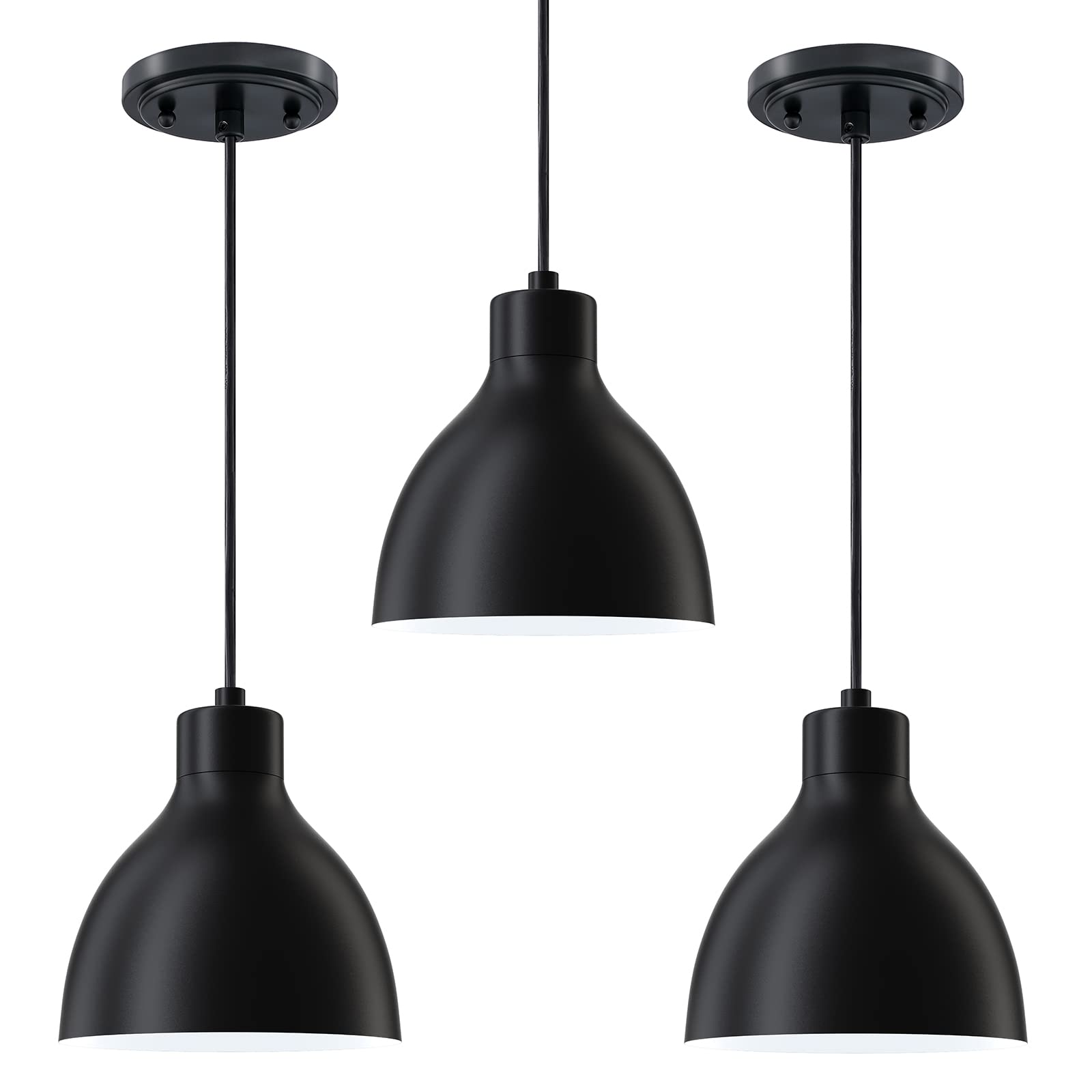 Doraimi Lighting 3 Pack Metal Drum Pendant Light Black Industrial Fixtures, Model UA03020CD103 for Kitchen, Bar, Dining Room, Hallway