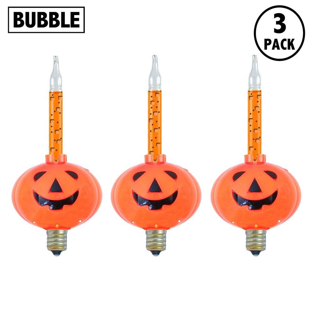 Novelty Lights 3 Light Halloween Pumpkin Bubble Light Replacement Pack, Orange, 3 Count, Filament