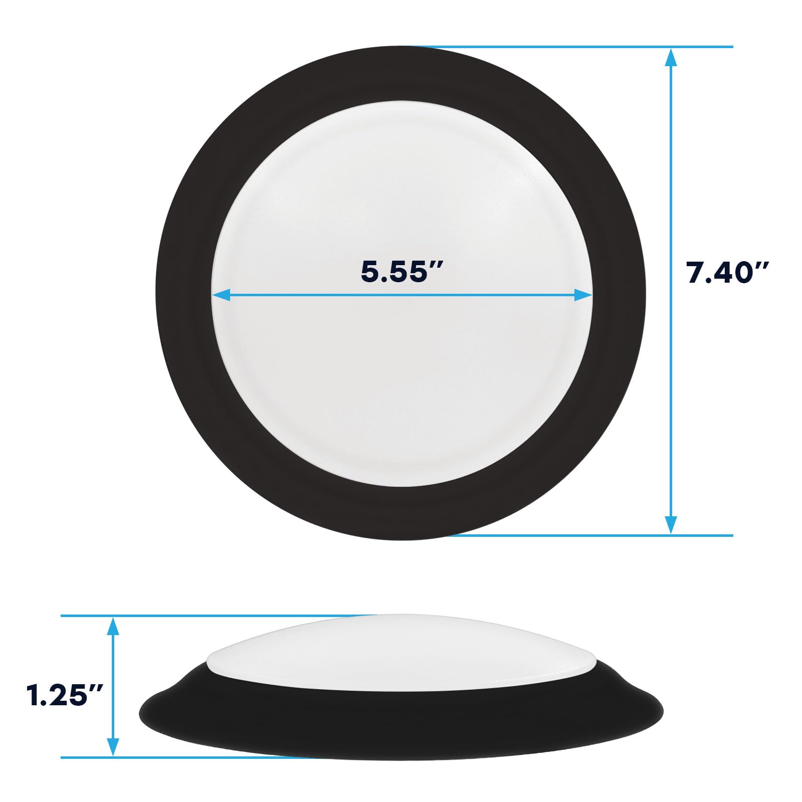 LUXRITE 6 Inch LED Disk Lights, Dimmable, 5CCT 2700K-5000K, 12.5W, 1000LM, Black,