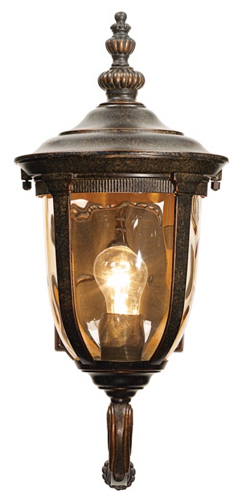 John Timberland Bellagio Outdoor Carriage Light Fixture, Vintage Bronze, 16.5" High, Hammered Glass Sconce for Porch, Patio, Garden