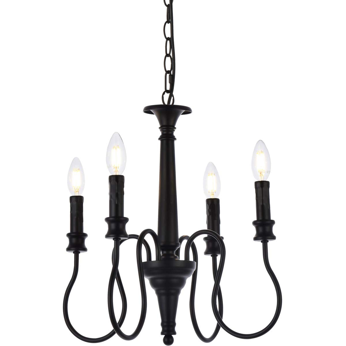 Elegant Lighting Living District Flynx 4-Light Mid-Century Metal Pendant in Black